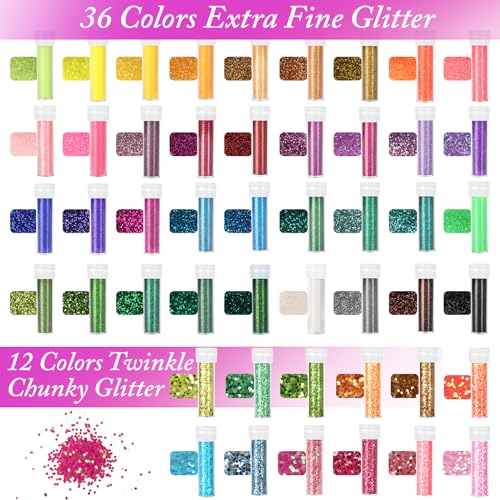 Glitter 48 Colors Fine Glitters for Resin (20 Ounce)
