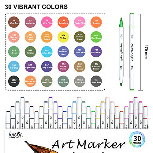 Dual Tip Alcohol Based Art Markers (30 Count)