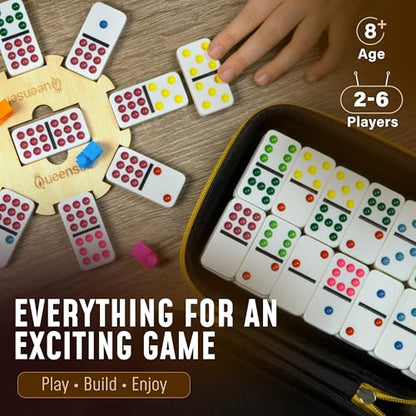 Double 9 Dominos Set for Adults and Kids with Colored Dots