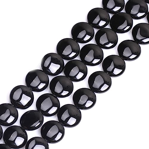 GEM Inside Natural 20mm Coin Curved Surface Black Agate Gemstone Loose Beads Energy Stone Handmade Beads for Jewelry Making Jewelry Beading Supplies for Women