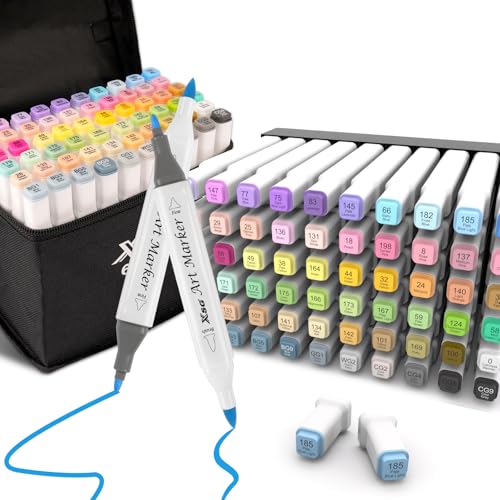 60 Colors Alcohol Markers Brush & Fine Tip Art Marker Set (60 Count)