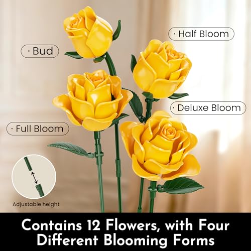 Rose Flower Bouquet Building Set for Adults