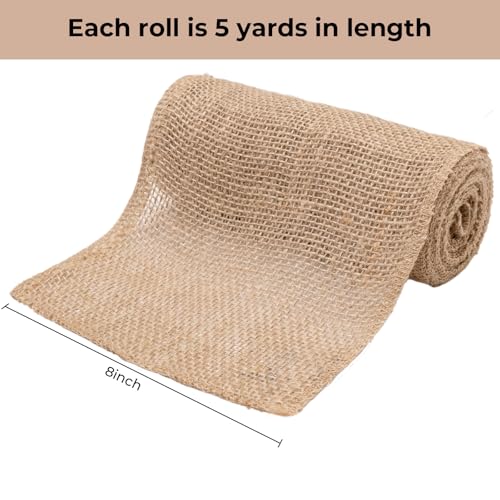 8 Inch Natural Burlap Fabric Roll 10 Yards (2 Count)