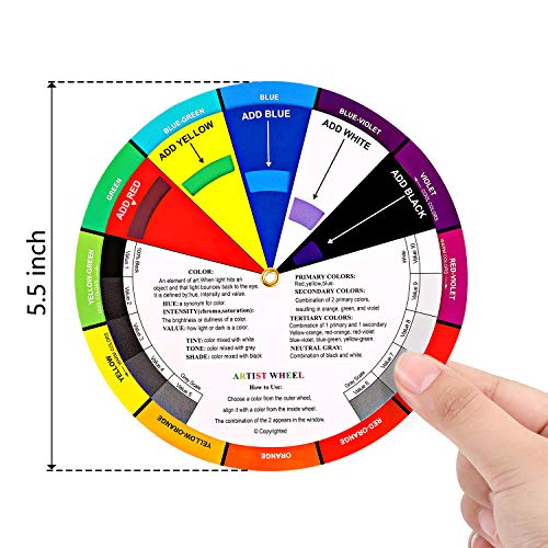 4 Pcs Color Wheel Paint Mixing Learning Guide Art Class Teaching Tool (4 Count)