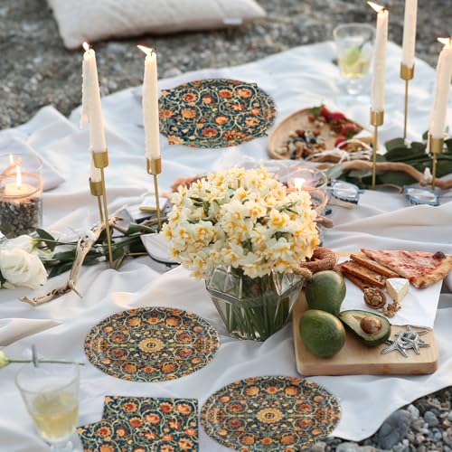40Pcs William Morris Paper Plates Vintage Floral Decorations (40 Count)