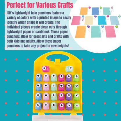Scrapbook Paper Punch 26pc Mini Paper Hole Punchers w Case (26 Count)