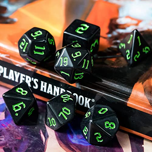DND Dice Set D&D Polyhedral Dice with Leather Dice Bag (7 Count)