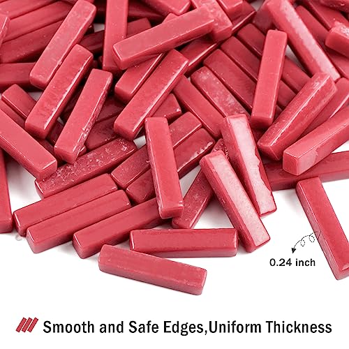 150g Red Strips Glass Mosaic Tiles for Crafts Bulk (5.29 Ounce)