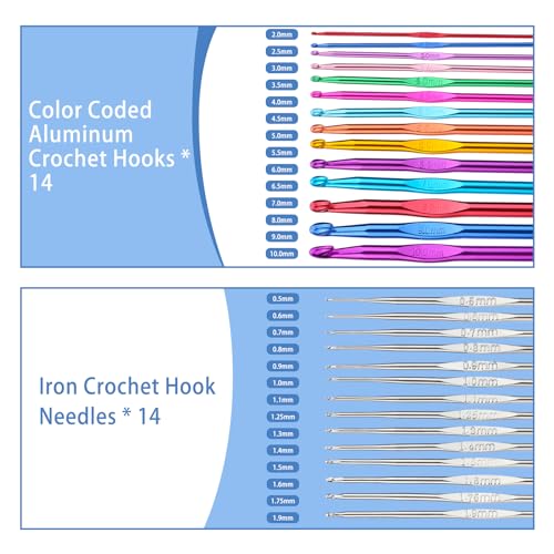 Crochet Hook Set 90 Pcs Crochet Needles Kit Ergonomic Soft Grip Handles