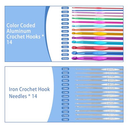 Crochet Hook Set 90 Pcs Crochet Needles Kit Ergonomic Soft Grip Handles