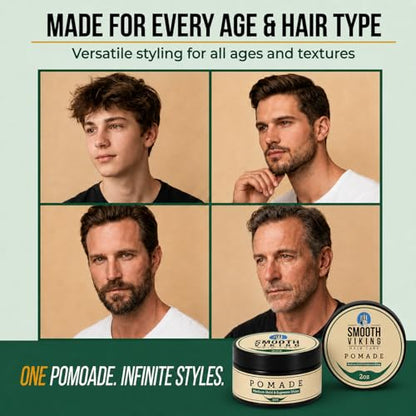 Smooth Viking Medium Hold & High Shine Pomade (2 Ounce)