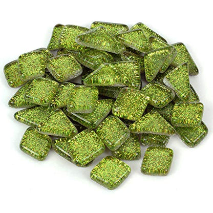 Lime Green Glitter Mosaic Tile Pieces