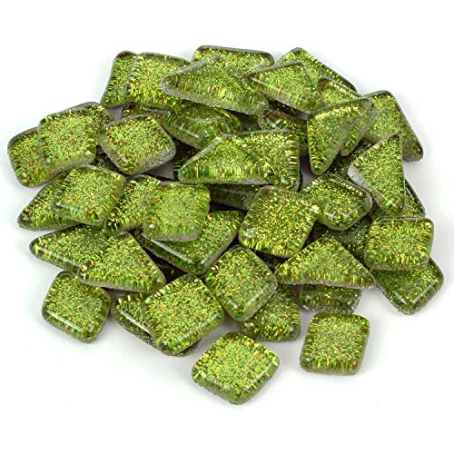 Lime Green Glitter Mosaic Tile Pieces