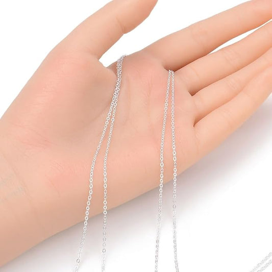 Adabele 5 Feet (60 Inch) Authentic 925 Sterling Silver Unfinished 1.5mm (0.06 Inch) Flat Cable Jewelry Making Chain Bulk Thin Light Weight Nickel Free Hypoallergenic SSK-R3