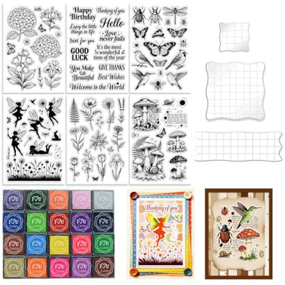 6Pcs Flower Clear Stamps for Card Making