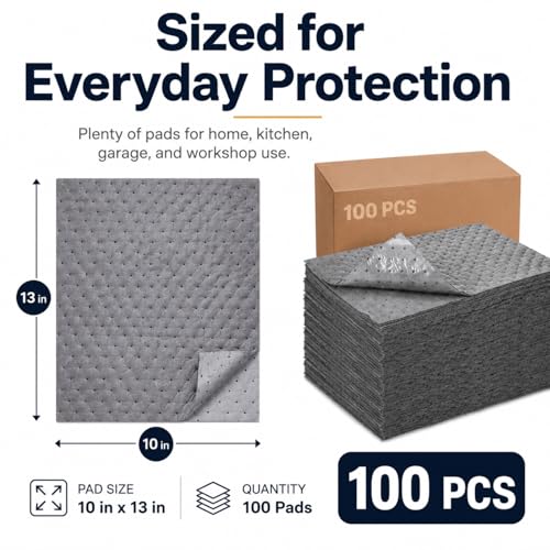 Adhesive Backed Oil Absorbent Pads (100 Count)