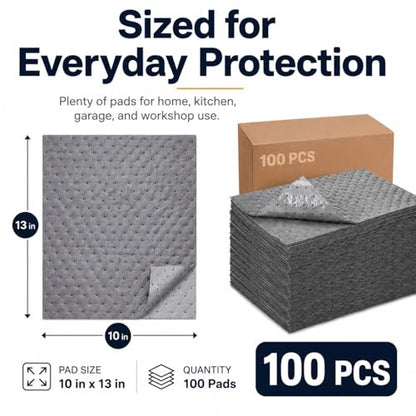 Adhesive Backed Oil Absorbent Pads (100 Count)