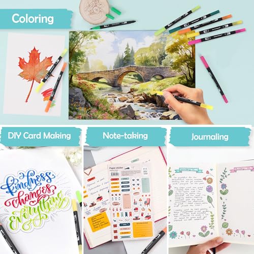 120 Colors Dual Tip Watercolor Paint Markers Pens (120 Count)