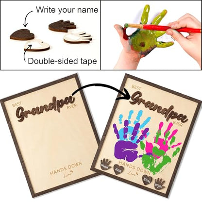 Best Grandpa Ever Hands Down Sign Wooden Handprint Frame DIY Gifts