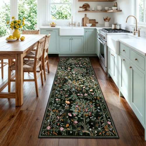 Floral Washable Rug Runners for Hallways Non Slip