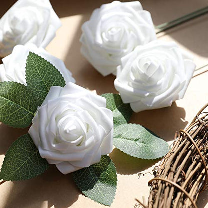 White Rose 100pcs Real Looking Artificial Flowers w (100 Count)