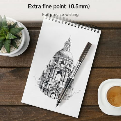 Black Fine Point Gel Pens 12Pcs 0.5mm Gel Ballpoint Pens Black Liquid Ink Pens No Smear No Bleed (12 Count)