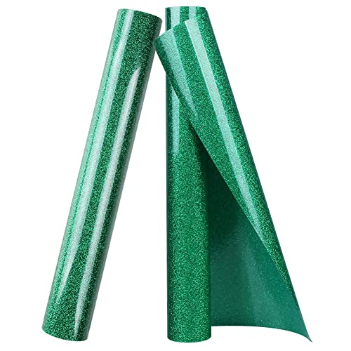 Green Glitter HTV Heat Transfer Vinyl Roll 12 inch x 10 ft Iron on Vinyl for T Shirts Crafts Christmas St. Patrick's Day Decor