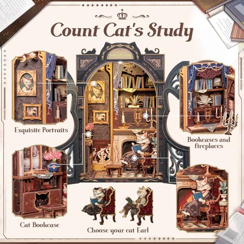 Book Nook Kit Count Cat's Study