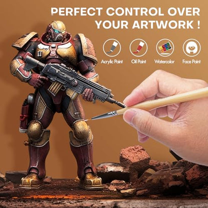 Miniature Paint Brushes 10pcs Detail Paint Brushes Flat Angle Filbert Fine Detail Brush Set for Acrylic