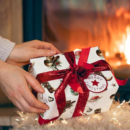 Western Cowboy Christmas Wrapping Paper Sheet (30 Sq Ft)