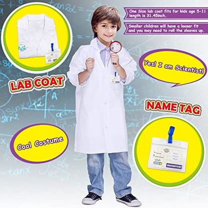 Kids Science Experiment Kit with Lab Coat Scientist Costume Dress Up and Role Play Toys Gift for Boys Girls Kids Christmas Birthday Party