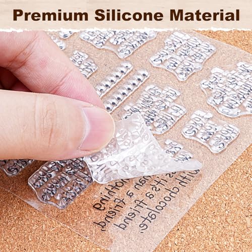 4 Pcs Words Clear Stamps with 2 Blocks (6 Count)