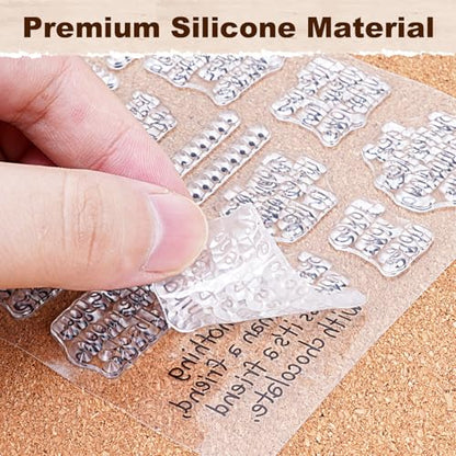4 Pcs Words Clear Stamps with 2 Blocks (6 Count)