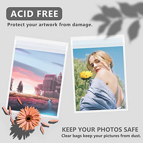 100Pack Acid Free Crystal Clear Sleeves Storage Bags for 11x14 Photo