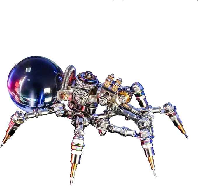Mostarle Crystal Lamp Jumping Spider 3D Metal Puzzle, Arcynix DIY Model Kit Sci-Fi Mechanical Spider Steampunk Decor, Creative Gift & Futuristic Home Décor for Adults & Teens