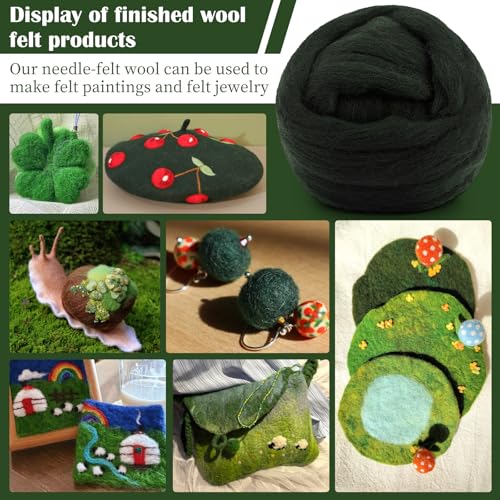 1.76oz Dark Green Natural Wool Roving