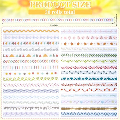 30 Rolls Floral Washi Tapes Set (30 Count)