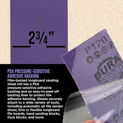 Premium 120 Grit PSA Purple Film Ceramic Longboard Sandpaper (60 Foot)