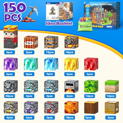 Magnetic Blocks for Kids (150 Count)