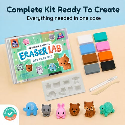 DIY Clay Cute Mini Animal Eraser Kit for Kids Ages 4