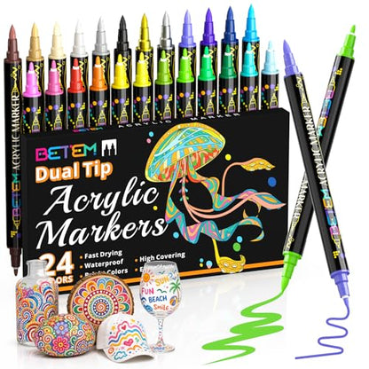 24 Colors Paint Markers for Glass (24 Count)
