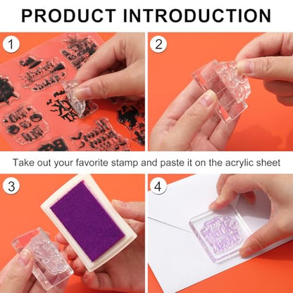 5 Sheets Halloween Clear Stamps Gnome Pumpkin Spider Silicone Transparent Stamps Trick or Treat Border Stamp Cards for DIY Card Making Scrapbooking Embossing Album Decor (5 Count)
