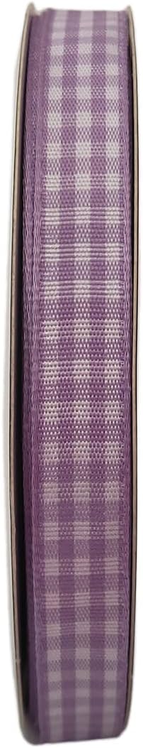 Purple Gingham Plaid Checked Ribbon 25 Yard Each Roll 100% Polyester (3/8", Purple) - Crafty Corner