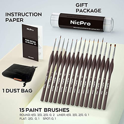 15 PCS Detail Paint Brushes (15 Count)