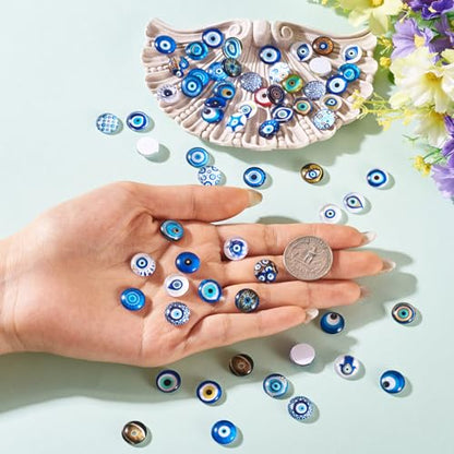 100Pcs 12mm Evil Eye Glass Cabochons for Jewelry Making (100 Count)