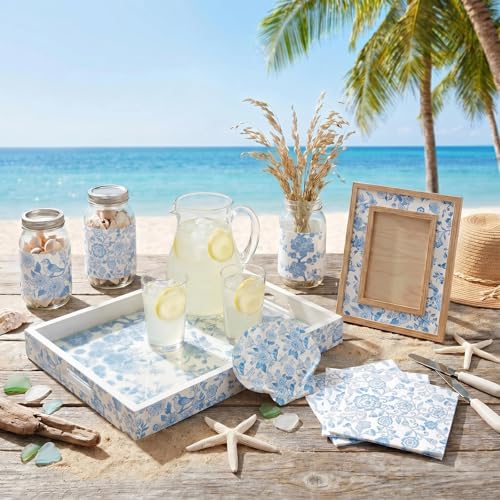 36 Pack 6 Style Light Blue Decoupage Chinoiserie Napkins (36 Count)