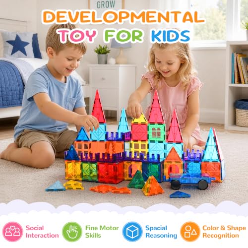 100 Pcs Magnetic Tiles Magnet 3D Building Blocks Set (100 Count)