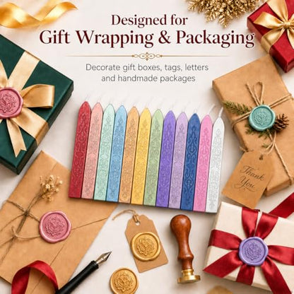 12 Pack Pattern Wick Sealing Wax Sticks for Wax Seal Stamp
