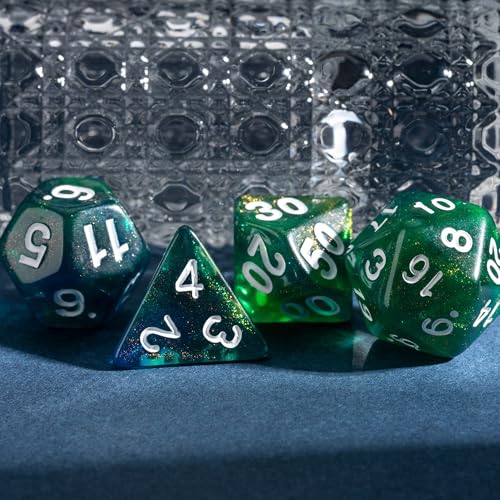 7 Die DND Dice Set Polyhedral Dice Set with a Leather Dice Bag (7 Count)