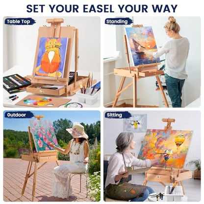 196Pcs Deluxe Artist Painting Set with French Easel (196 Count)